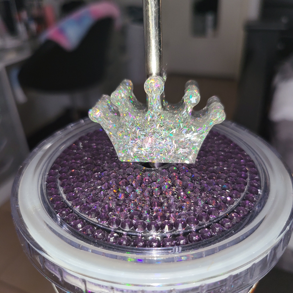 Holographic Sliver Glitter Crown Straw Topper